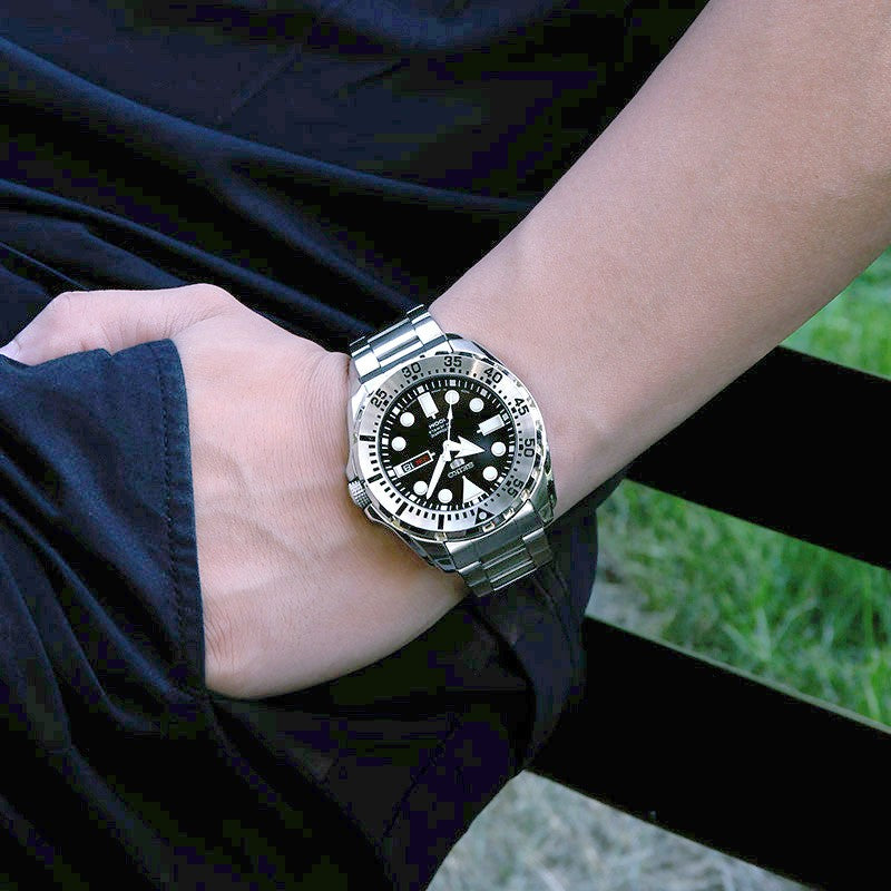 SEIKO Automatic Mechanical Water Ghost Waterproof Sports For Men Black Plate Steel Belt Black SRP599J1