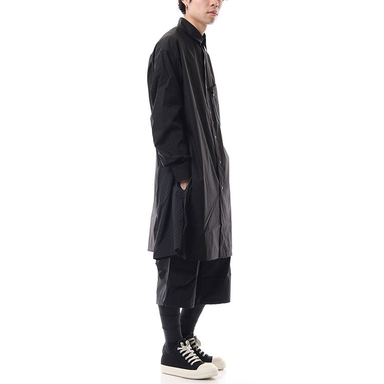 Men's Y-3 SS21 Side Asymmetric Long Shirt Black DY7336