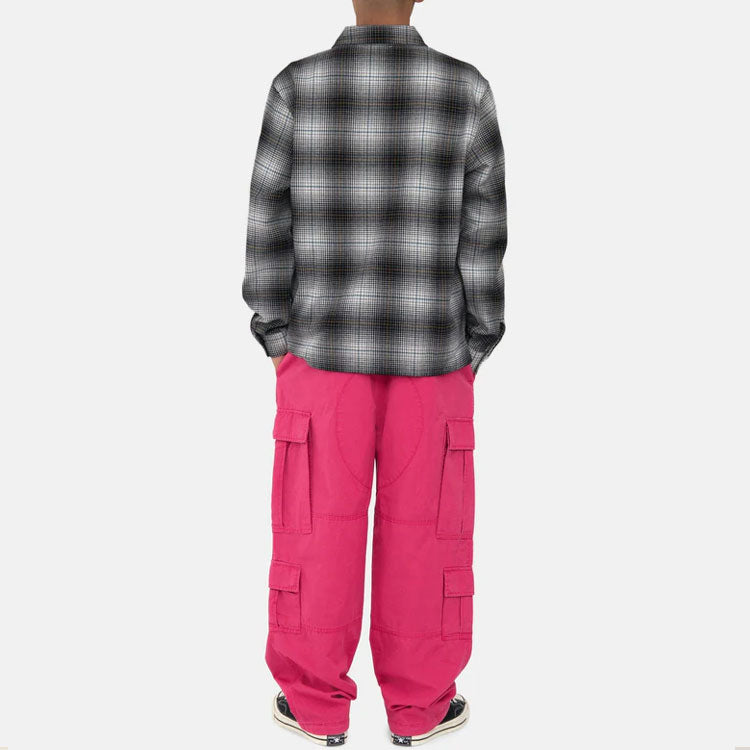 Stussy Paul Shadow Plaid Zip Shirt 'Black White' 1110238