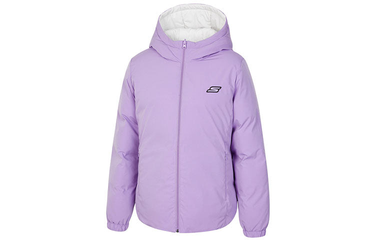 (WMNS) Skechers Lightweight Warm Reversible Down Jacket 'Black Grey Purple' P421W048