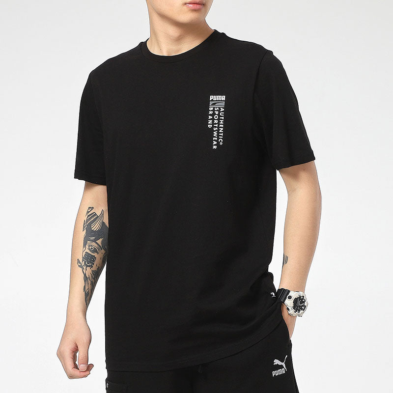 PUMA Casual Graphic T-Shirts 'Black' 855975-01