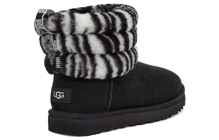 (WMNS) UGG Fluff Mini Quilted Leopard Zebra 1112439-BWHT