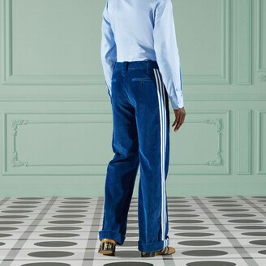 Gucci x adidas Corduroy Trousers With Horsebit In Blue 696656-Z8A36-4593