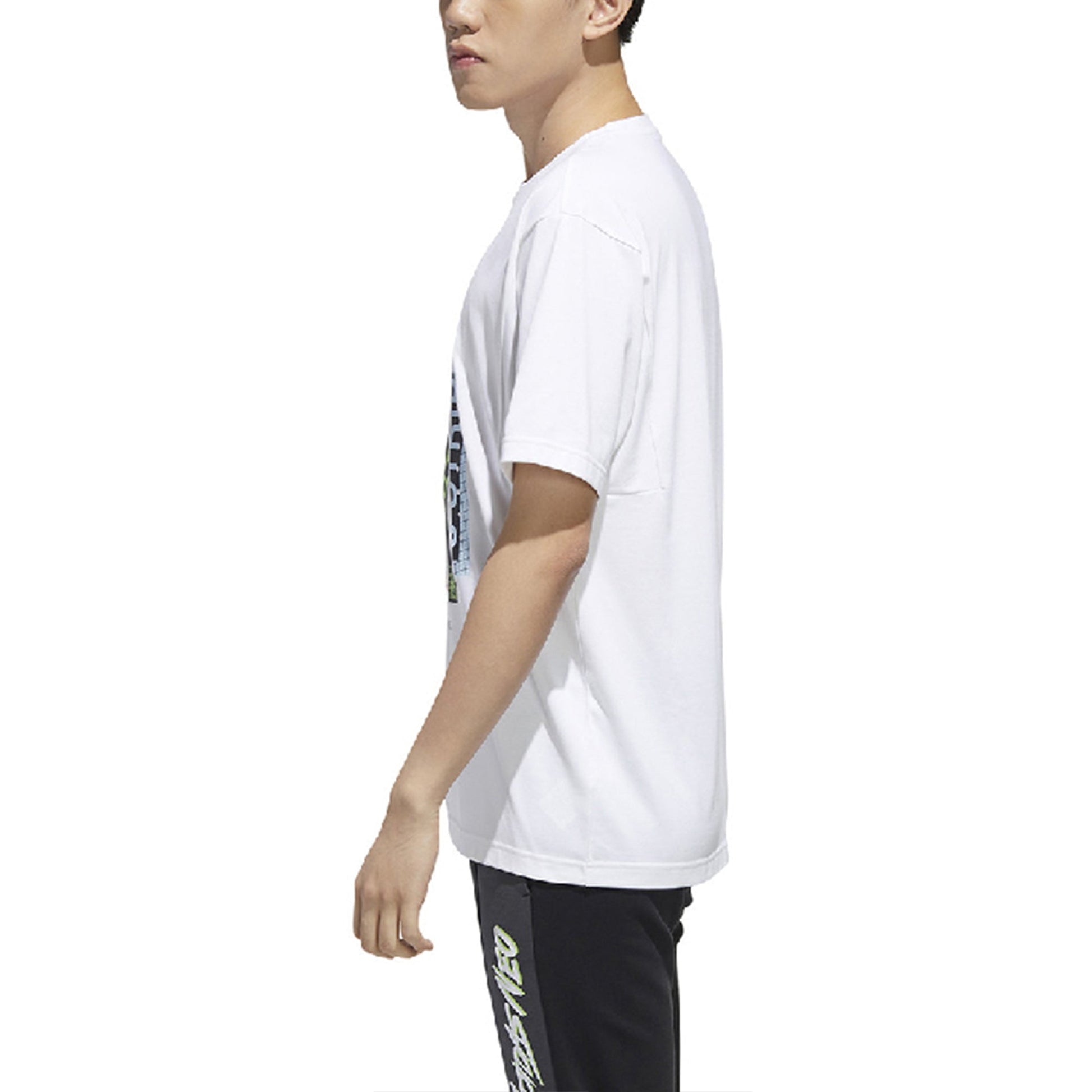 adidas neo Colorblock Alphabet Printing Sports Round Neck Short Sleeve White FP7351