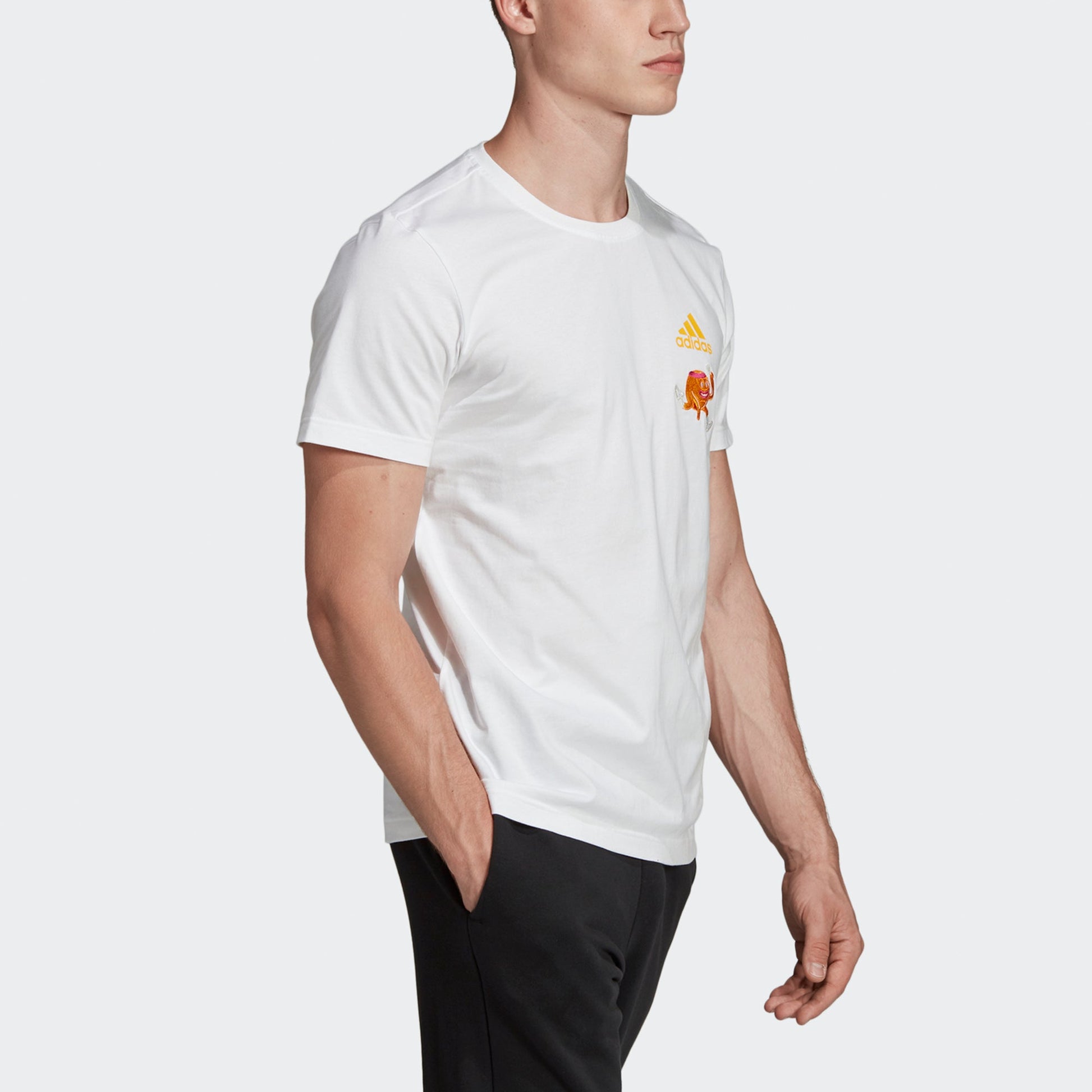 adidas Embroidery Gfx Embroidered Cartoon Printing Casual Sports Round Neck Short Sleeve White FM9449