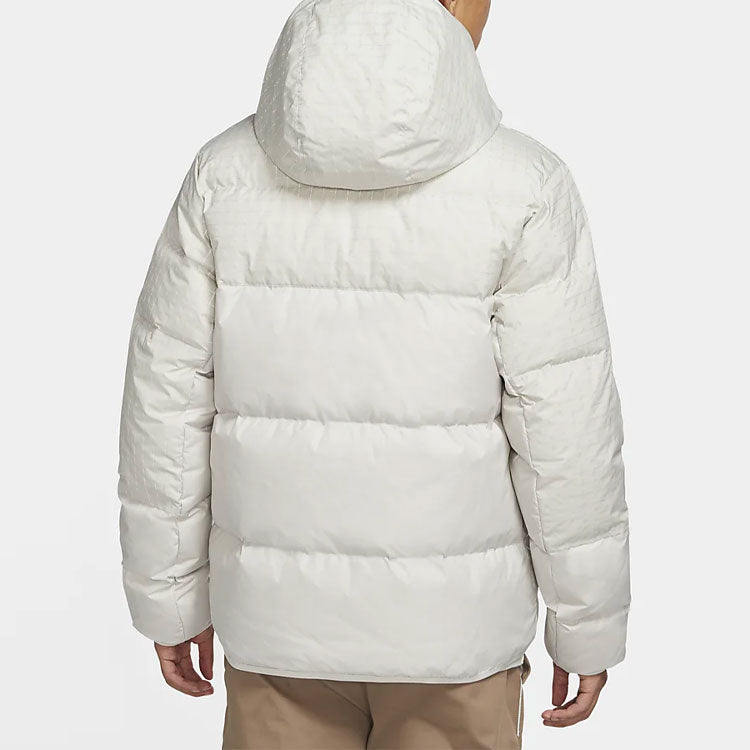 Nike Plaid Splicing Sports Stay Warm hooded down Jacket White DD6964-072