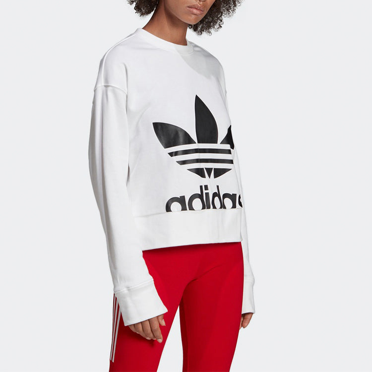 (WMNS) adidas originals Sweater Round Neck Pullover Long Sleeves White EC5777