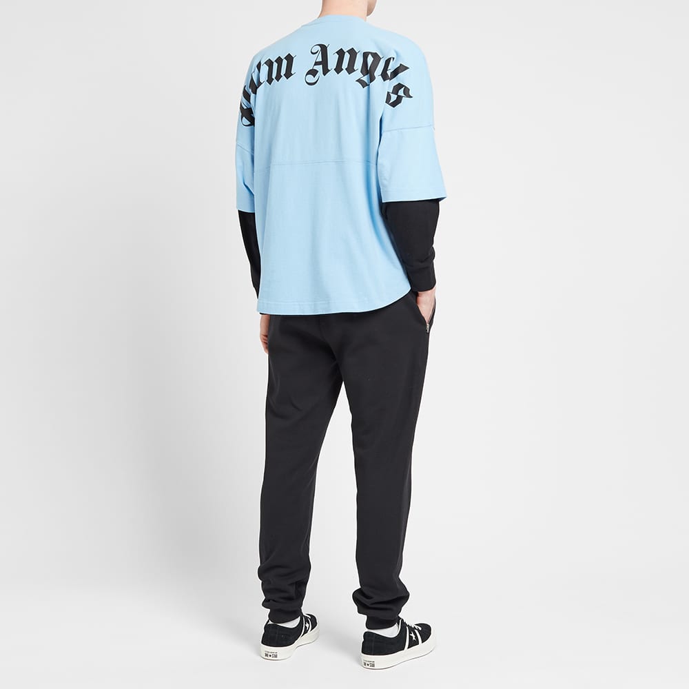 Men's PALM ANGELS Logo Mock Neck Tee Logo Printing Short Sleeve Blue PMAA002E194130023110