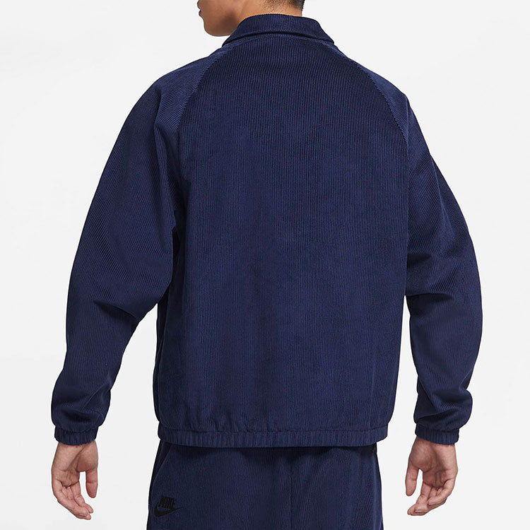 Men's Nike Stack Logo Casual Corduroy Jacket Deep Navy Blue DO2323-410