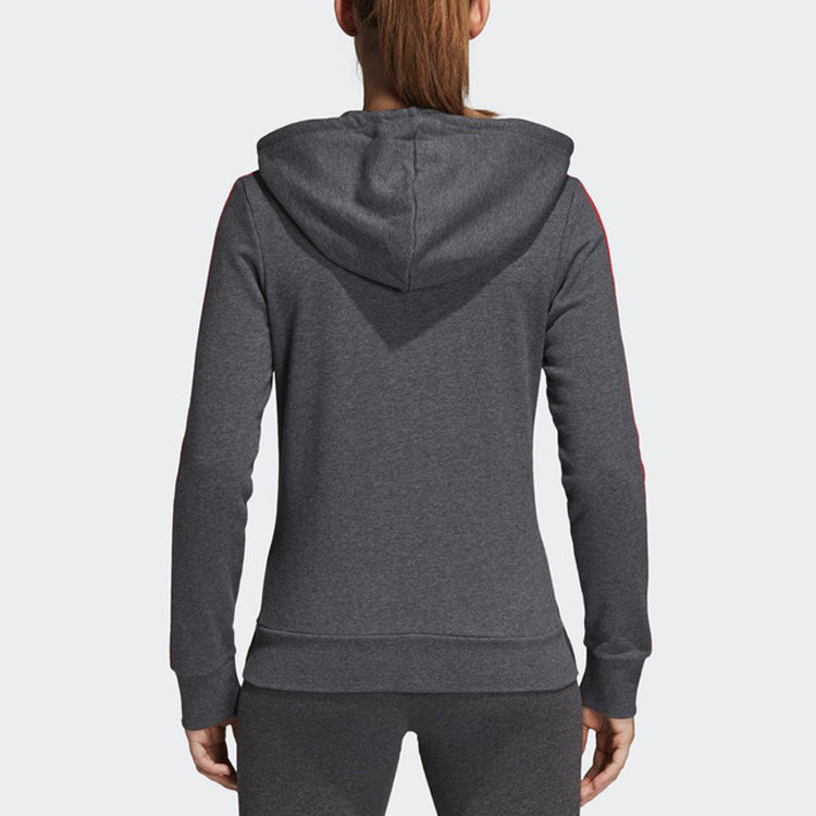 (WMNS) adidas Stripe hooded track Jacket Gray CF8844