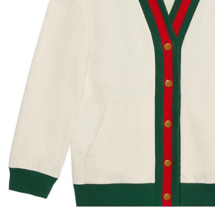 Gucci Cotton Jersey Cardigan With Web 'Off White' 752190-XJFV6-9150