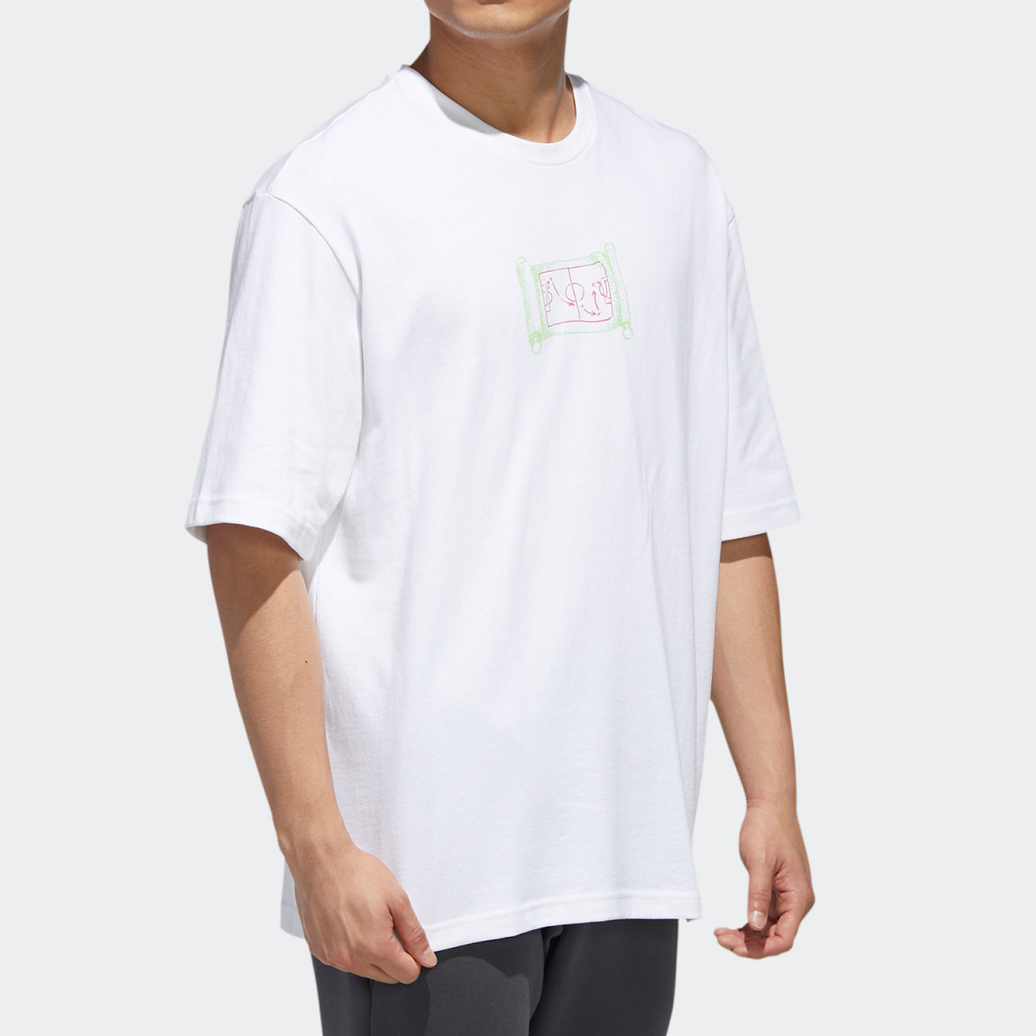 adidas Multi-Color Printing Pattern Round Neck Short Sleeve White GF3985