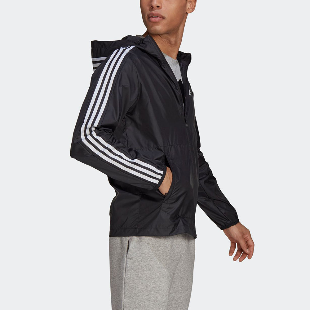 adidas MENS Classic 3-stripes Windbreaker Jacket Black GQ0600