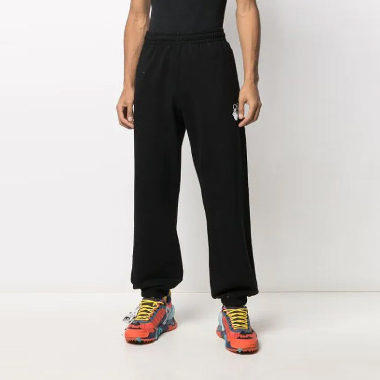 Men's Off-White FW21 Casual Sports Pants/Trousers/Joggers Black OMCH030R21FLE0011032-1