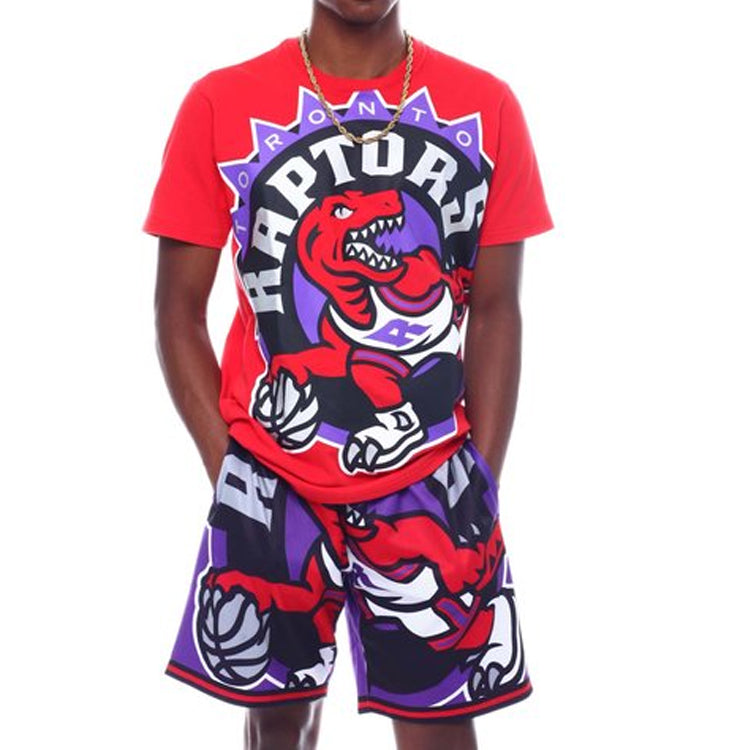 Mitchell & Ness Big Face Series Casual Sports MN Short Sleeve Toronto Raptors Couple Style Red SSTEBW19070-TRARED1
