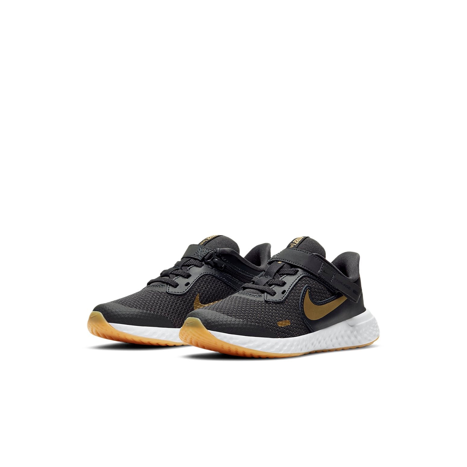 (PS) Nike Revolution 5 FlyEase 'Black White Gold' CQ4648-006