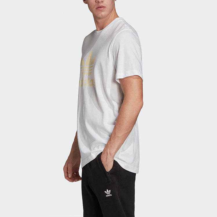 adidas originals Chest Logo Sports Round Neck Short Sleeve White FM3790
