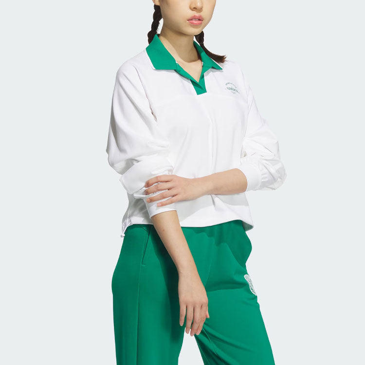 (WMNS) adidas Verbiage Polo Shirt Asia Sizing 'White Green' JE3617