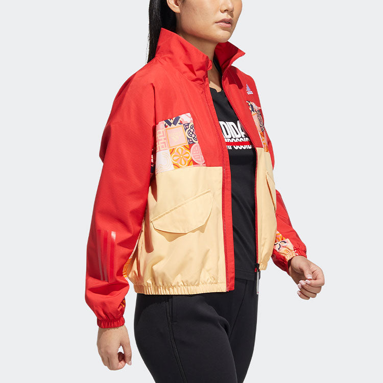 (WMNS) adidas CNY Colorblock Sports Jacket Red HI3265