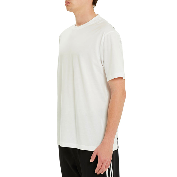 Men's Y-3 SS21 Back Stripe Loose Round Neck Short Sleeve White H16335