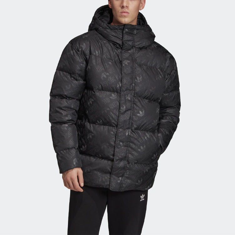 adidas originals H Jacket Down Reflective Printing protection against cold Stay Warm hooded down Jacket Black ED5841