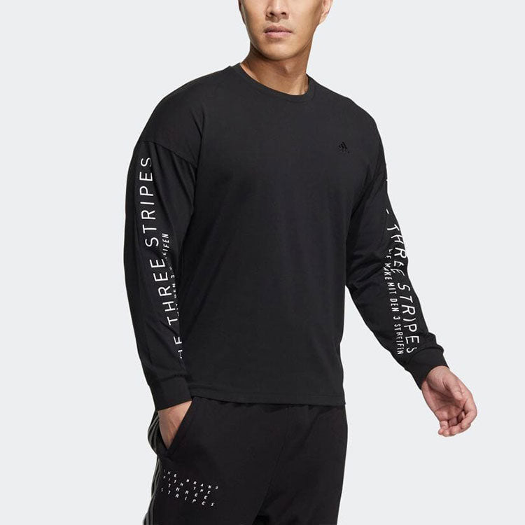 adidas Minimalistic Alphabet Printing Pullover Unisex Black HM2698