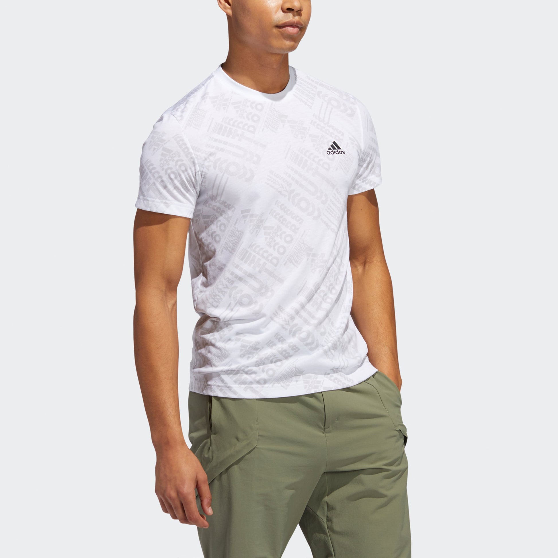 adidas Gfx Aop Tee Outdoor Sports Full Print Knit Short Sleeve White FT7987