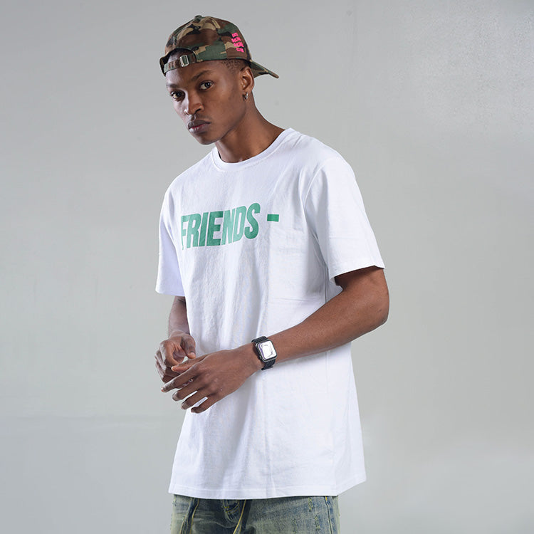 VLONE Friends Back Large Logo Short Sleeve Couple Style White Green VLTE17SS002-WT