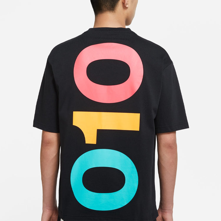 Men's Air Jordan Dongdan 1985 Logo Printing Round Neck Short Sleeve Black T-Shirt DM0712-010