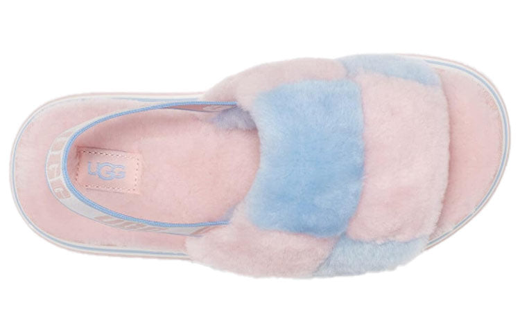 (WMNS) UGG Disco Checker Slide Thick Sole Pink Blue 1113490-PSTR