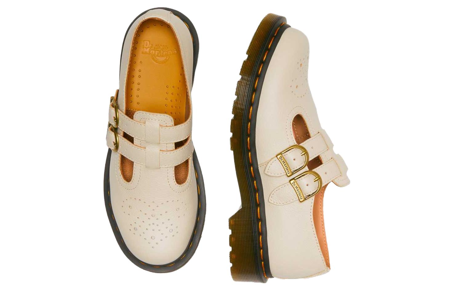 (WMNS) Dr. Martens 8065 Virginia Leather Mary Jane 'Parchment Beige' 30692292