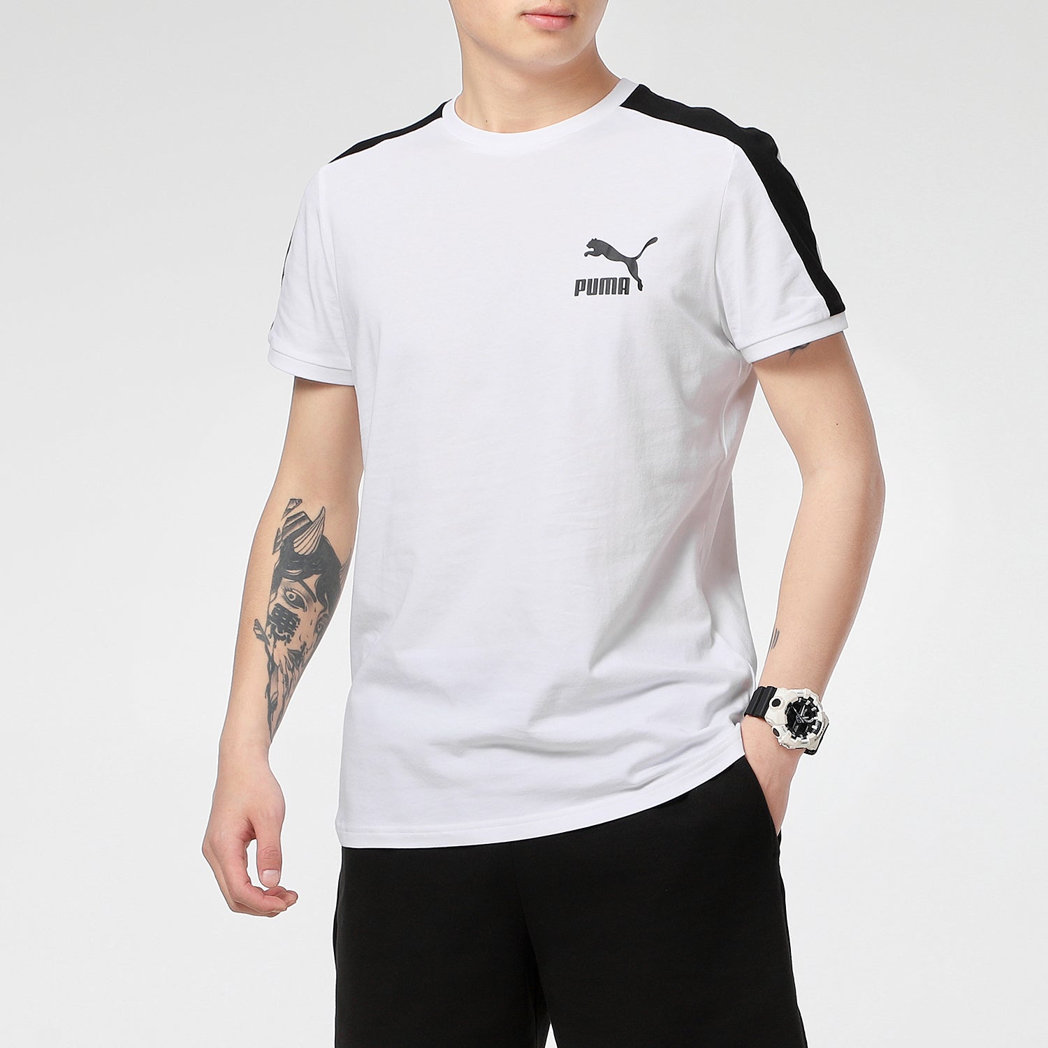 PUMA Iconic T7 T-Shirt 'White Black' 532291-02