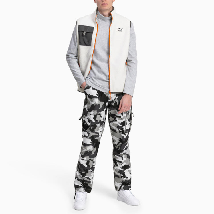 PUMA XTG Trail Fleece Full Zip Pocket Vest 'White Black Orange' 596728-64