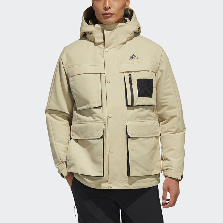 adidas 3in1 Down Jkt Multiple Pockets Outdoor Sports Detachable hooded down Jacket Brown GP2917