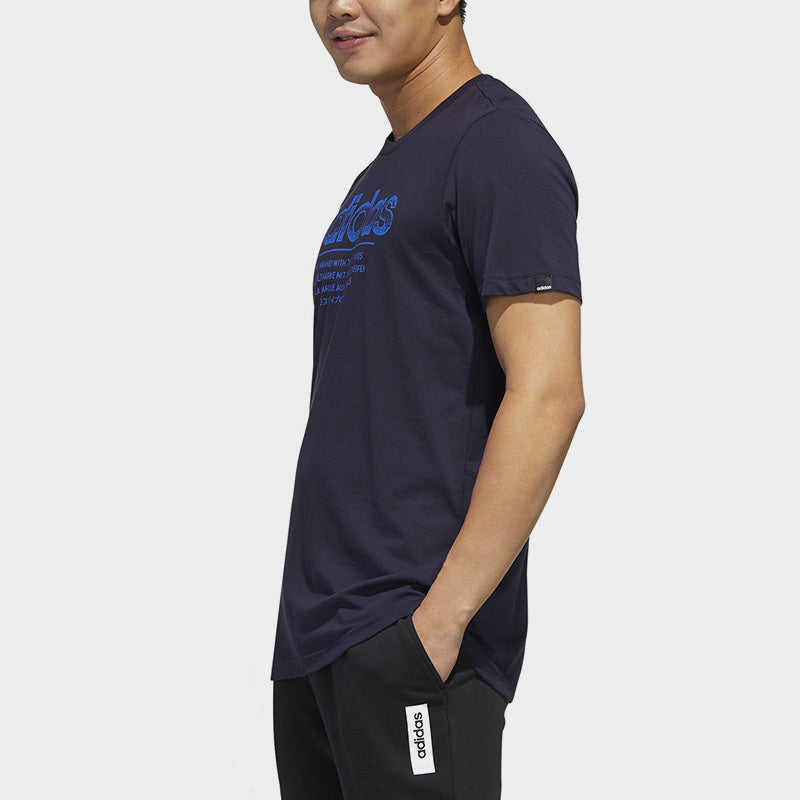 adidas M Sprnkl Logo T logo Printing Round Neck Breathable Short Sleeve Blue FM6245