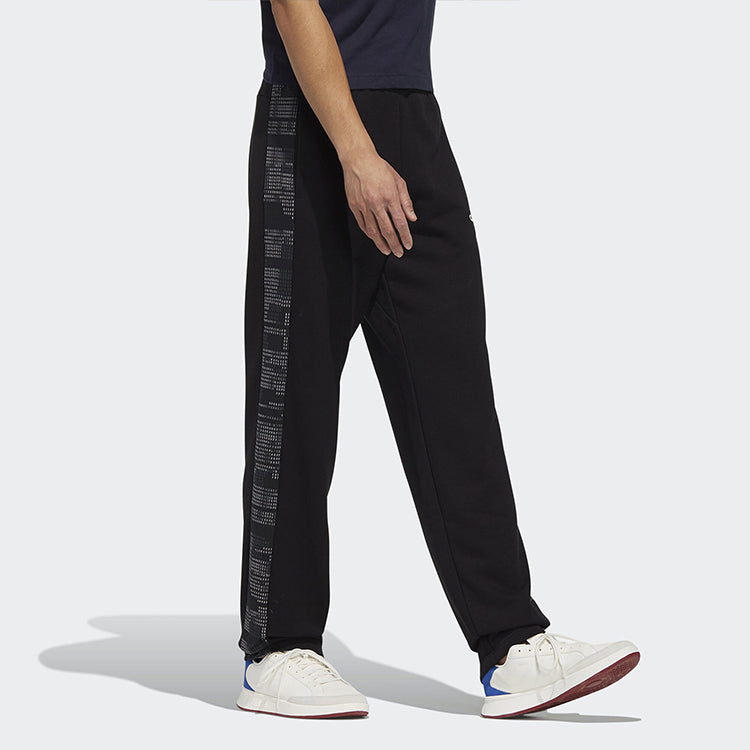 adidas M Ess Aop Pnt Running, Casual, Loose, Straight, Sports Pants, Black FM3435