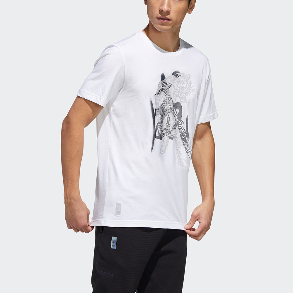 adidas Wj Gfx Tee Series Printing Pattern Round Neck Sports Short Sleeve White GF4056