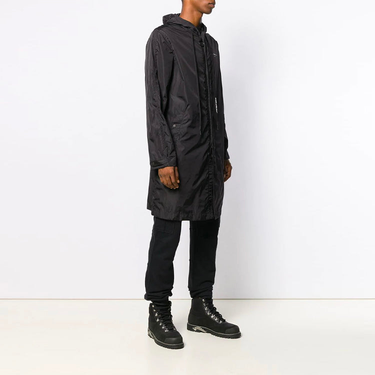 Off-White Arrow Printing hooded Windbreaker Black OMEA171E19E060031091