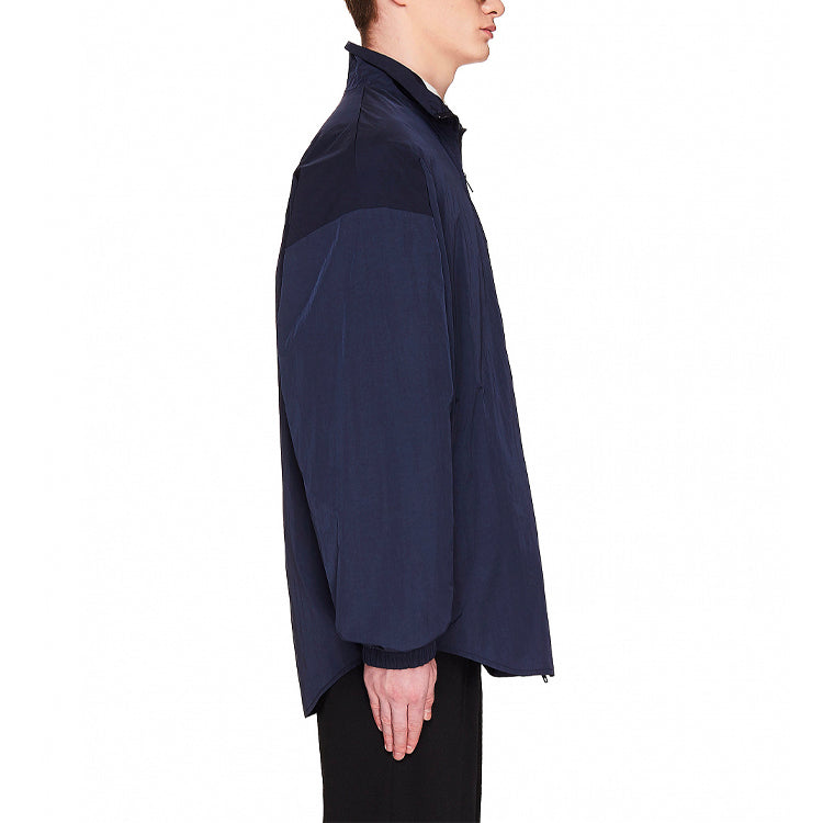 Men's Balenciaga Logo Zipper Stand Collar Jacket Blue 622002TIO508065