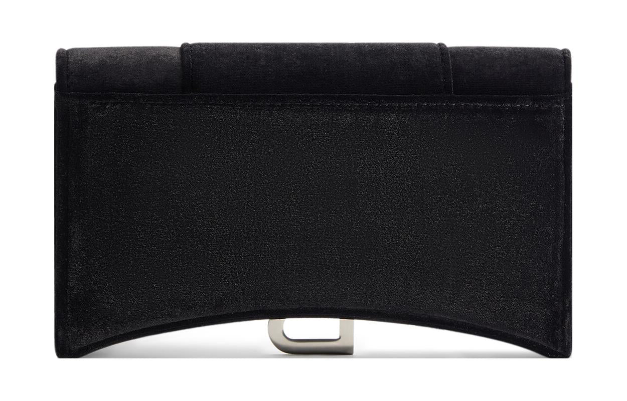 (WMNS) Balenciaga Hourglass Velvet Jersey Wallet On Chain 'Black' 6560502AAPT1000