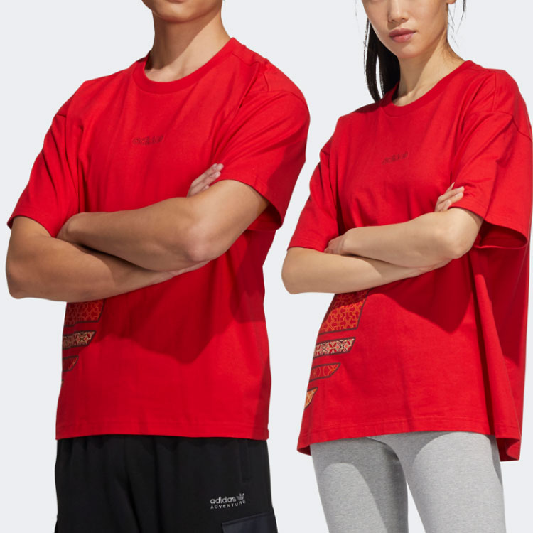 adidas originals CNY Limited Logo Printing Round Neck Short Sleeve Red T-Shirt HC0573