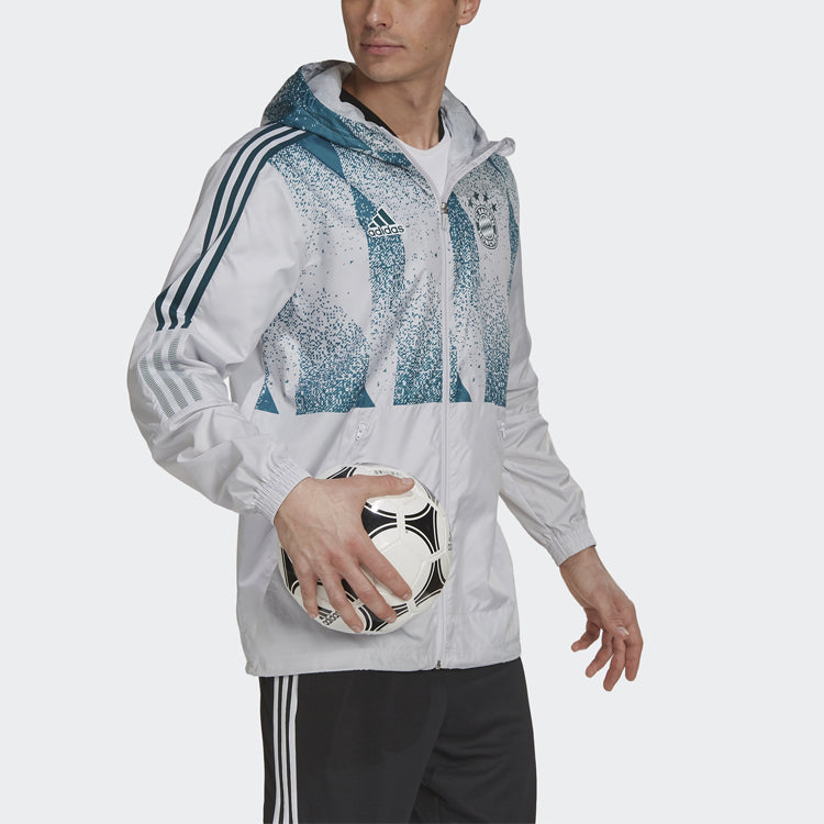adidas FCB Windbrk Bayern Munich Soccer/Football Training Sports Hooded Jacket White GV1312
