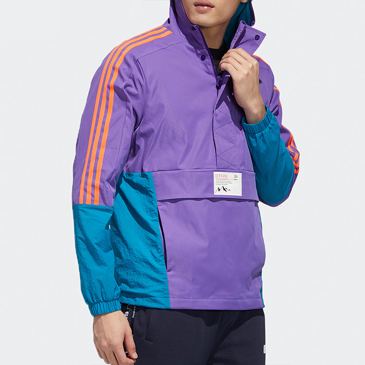 adidas neo M Ss Cs Wb Zipper Cardigan Windproof Colorblock Sports Hooded Jacket Purple GM2280