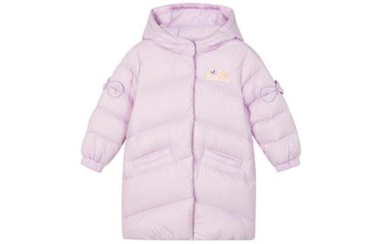 (GS) Skechers Logo Printed Bow Decoration Long Down Jacket 'Pink Blue Purple' L421G128