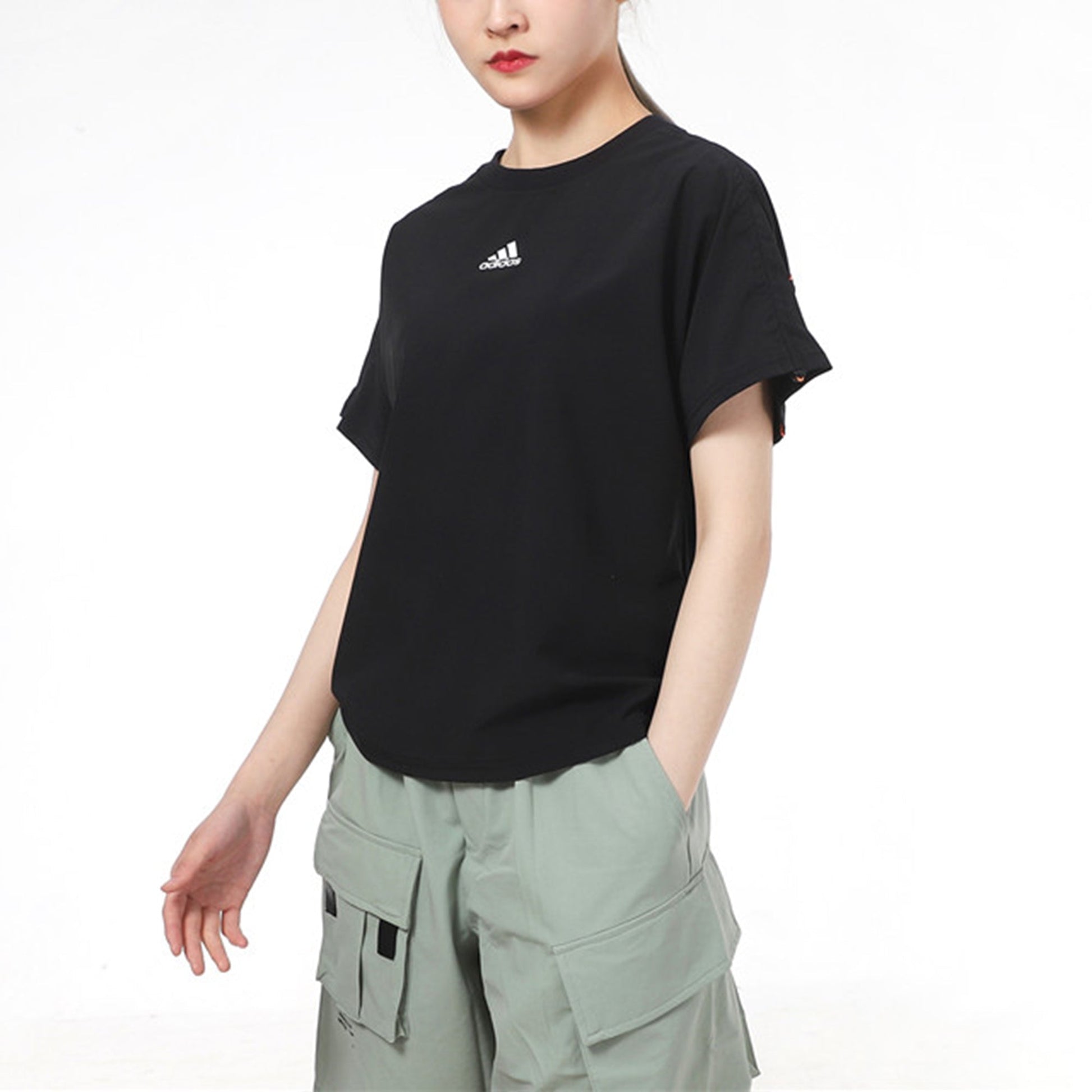 (WMNS) adidas Tech Woven t-shirt 'Black' GP0592