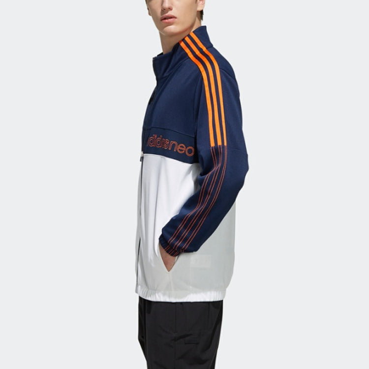adidas neo Stand Collar Athleisure Casual Sports Stay Warm Running Training Windproof Jacket Blue White EI4648