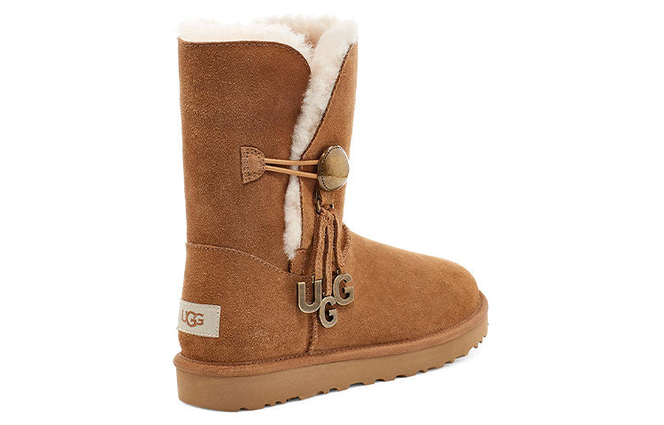 (WMNS) UGG Bailey Button UGG Charm Metallic Alphabet Version Fleece Lined Brown 1114970-CHE