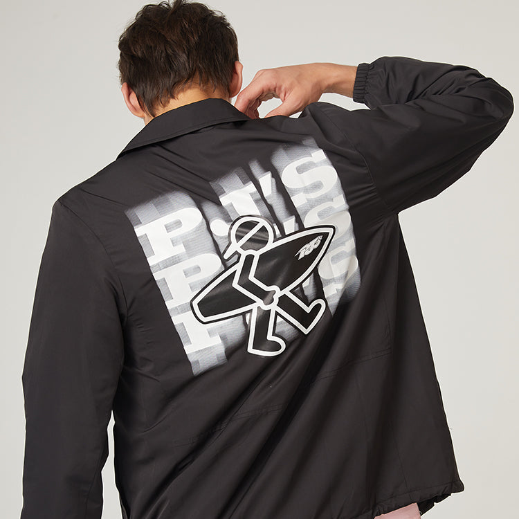 PJs Vigor Surf Alphabet Series Printing Coach Jacket Unisex Black 20SSJK1010-P
