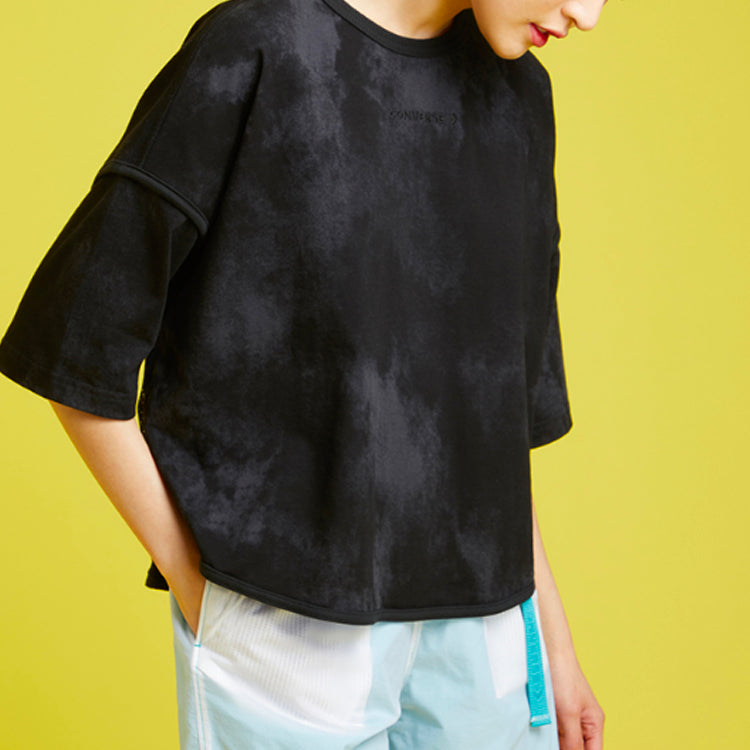 (WMNS) Converse Loose Mesh Breathable Short Sleeve Black 10021458-A02