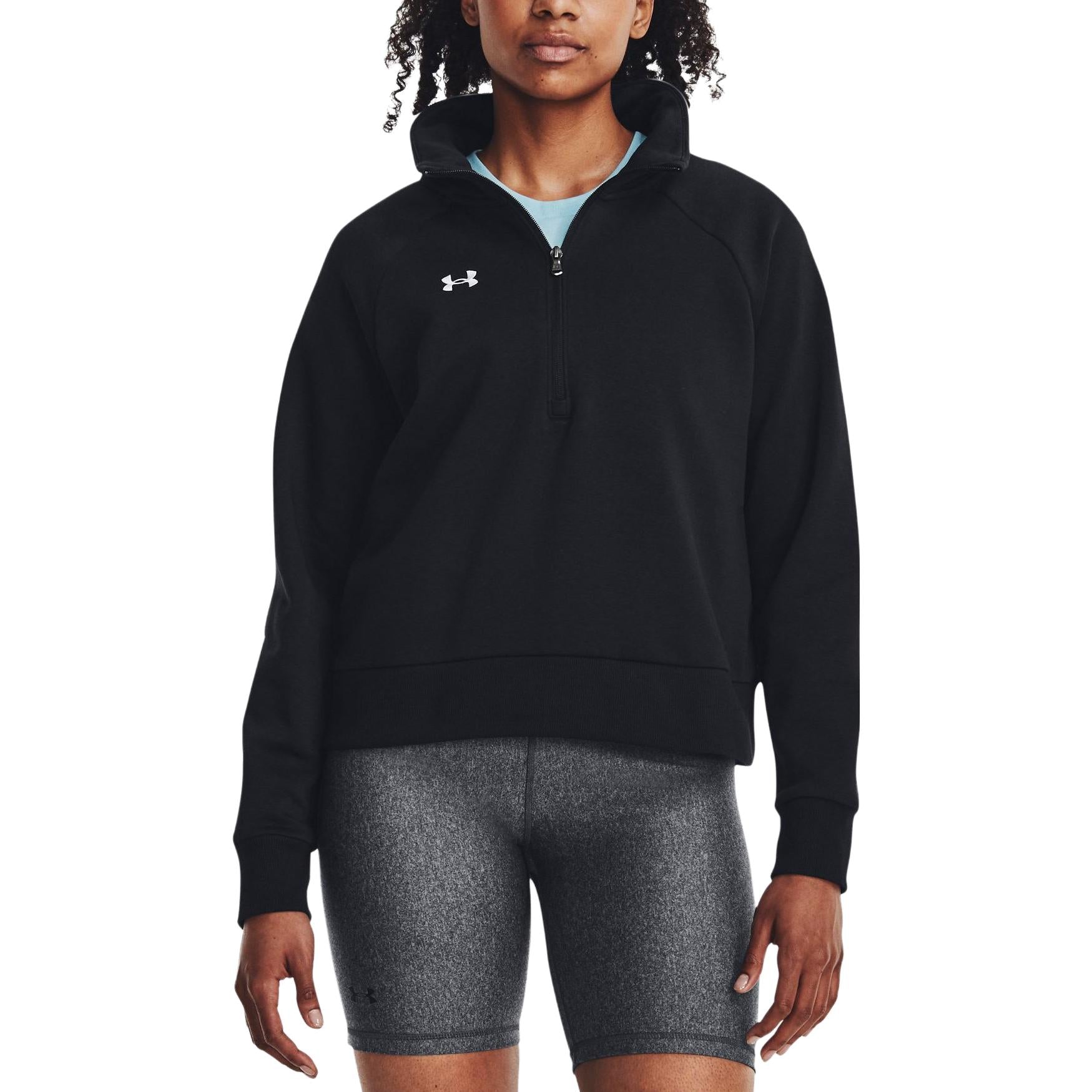 (WMNS) Under Armour Rival Fleece 1/2 Zip Sweatshirt 'Black' 1379492-001